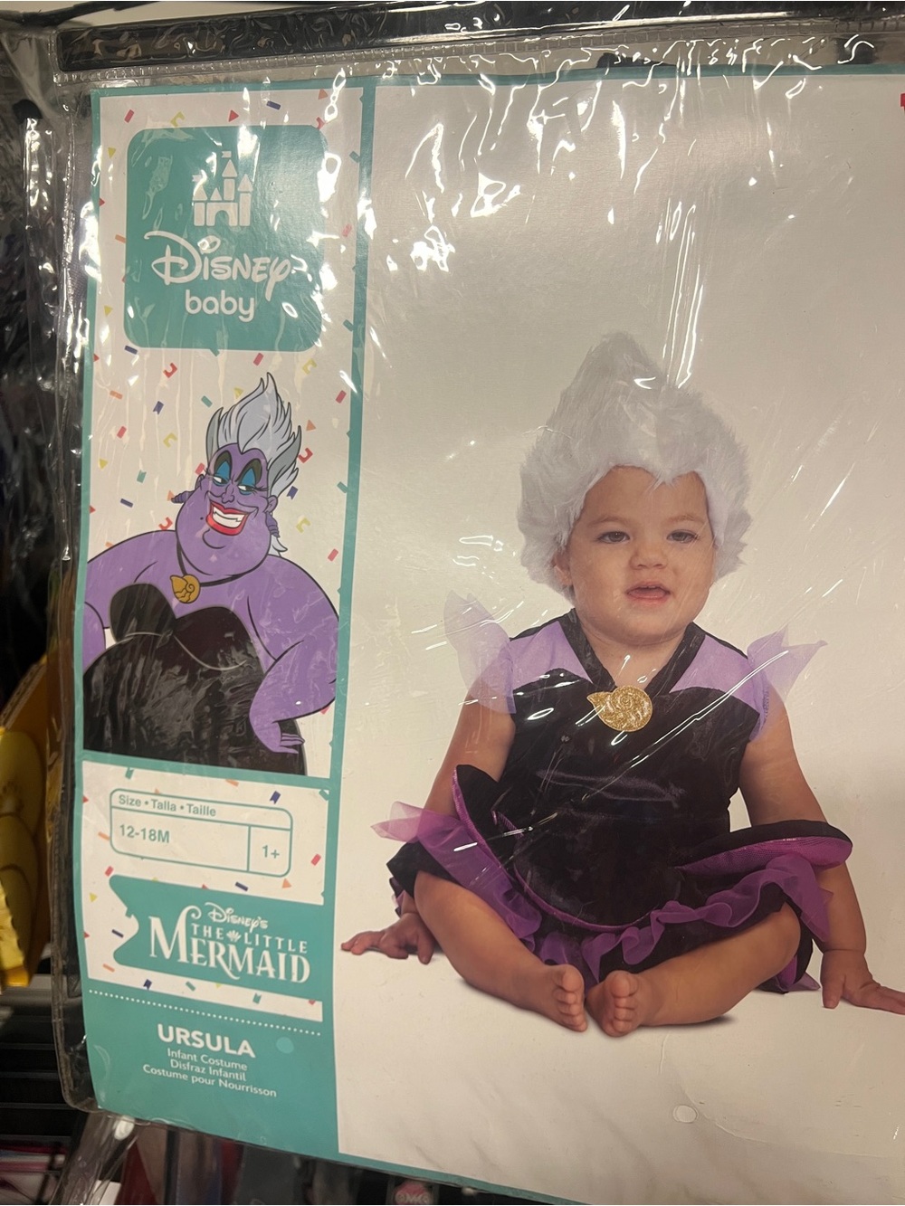 Disney Baby Ursula Toddler Costume in Purple and Black with Gold Shell